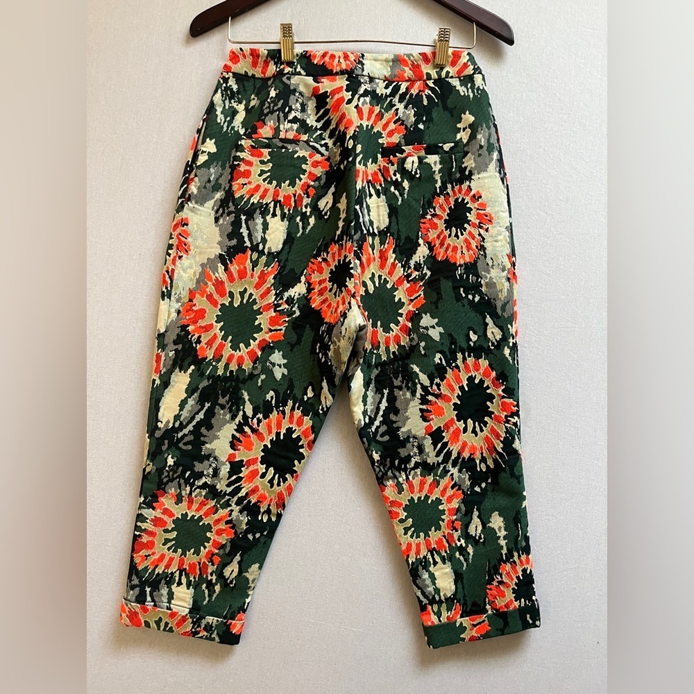 Didier Parakian Made In Italy Abstract Floral Jacquard Cropped Pants Sz 29